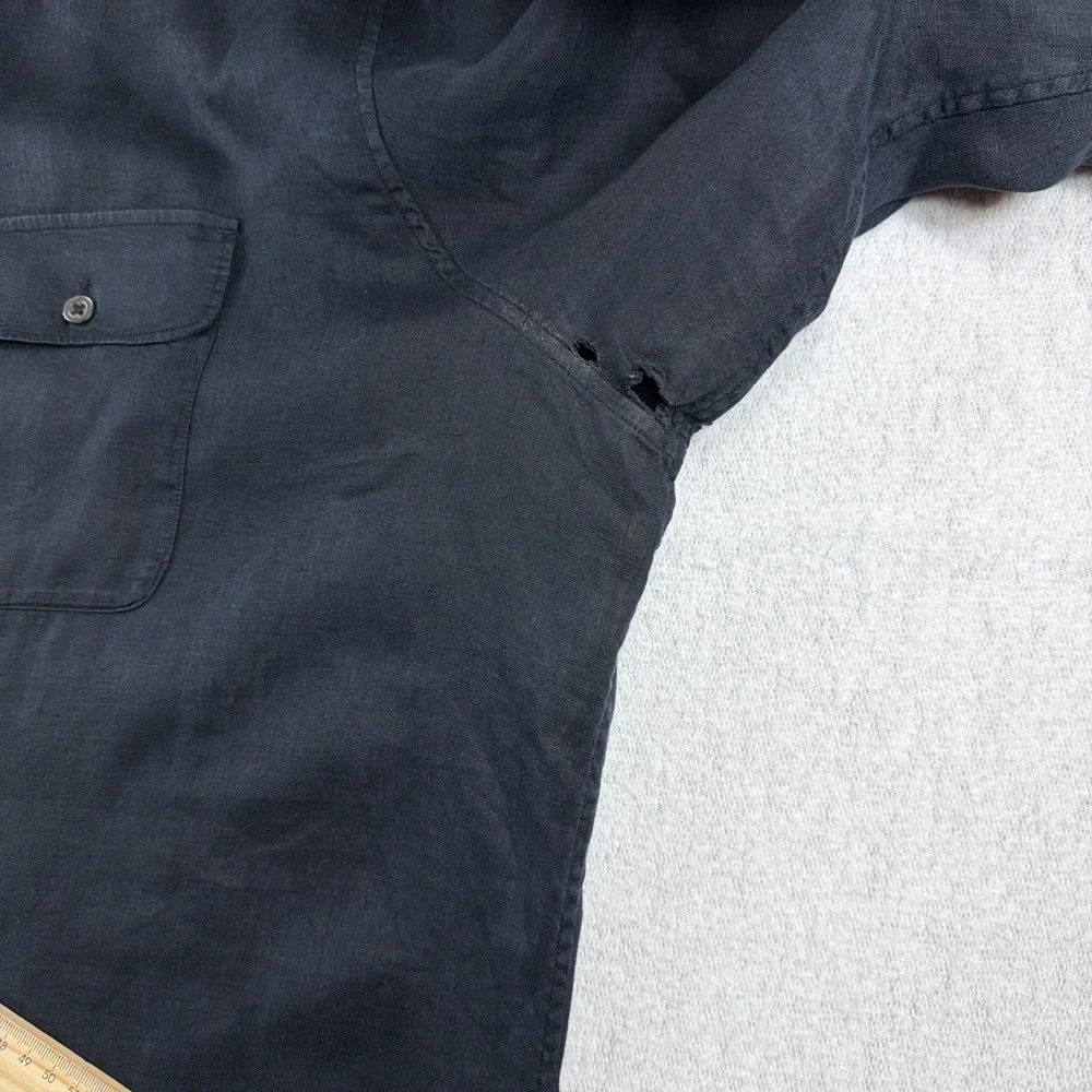 Banana Republic Heritage Linen Field Shirt Men XXL Tall Black Utility *see Notes